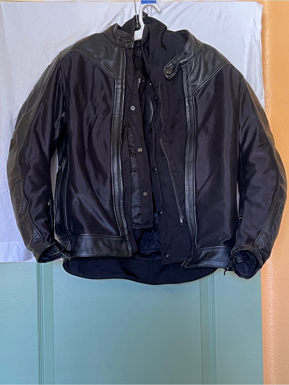 Men's Black Leather Dainese 3L Motorcycle Jacket